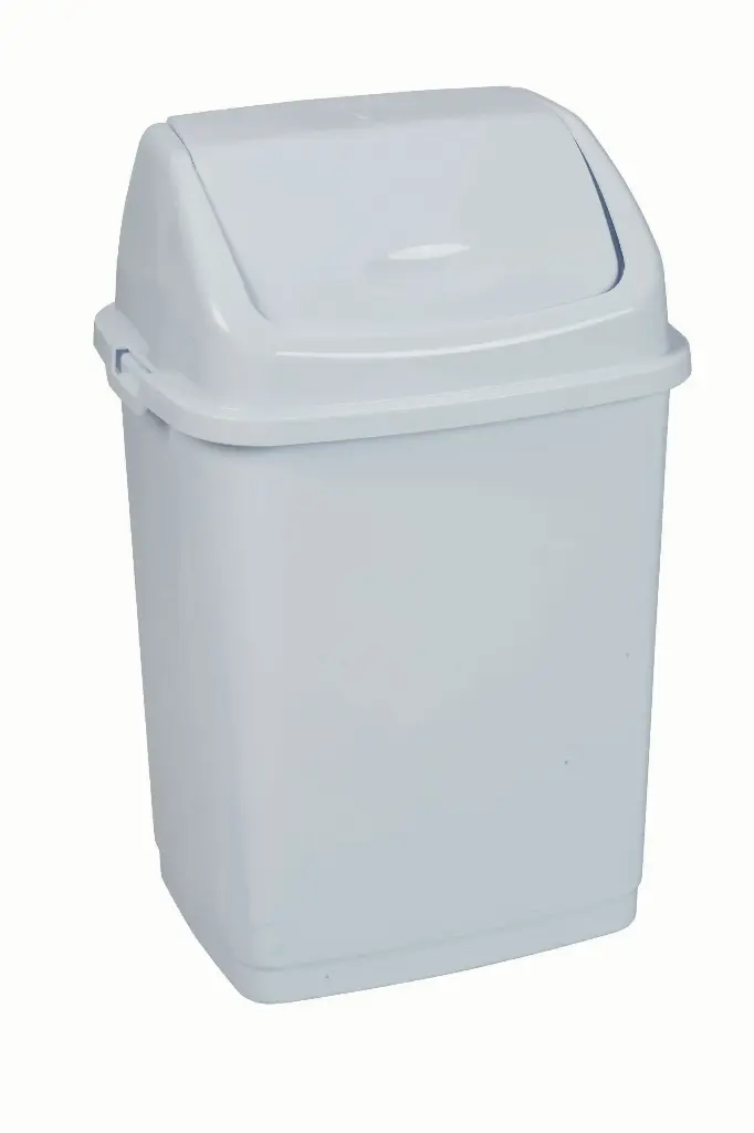 [909010] Abfallbehälter aus Polypropylen mit Kippdeckel, 10 L, weiß