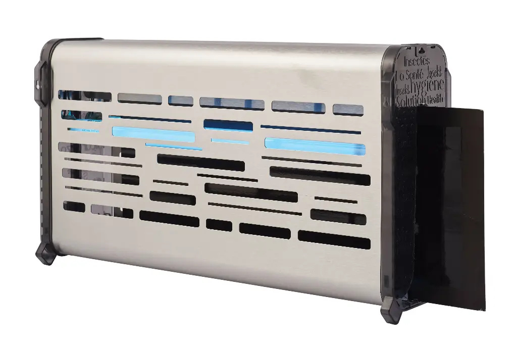 [903009] Insektenvernichter mit Haftpapier, aus gebürstetem Stahl, 30 W