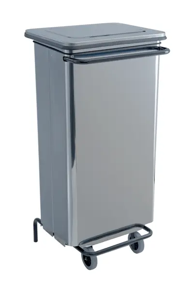 [790624] Mobiler Pedalcontainer mit Klappdeckel 110 L, poliert