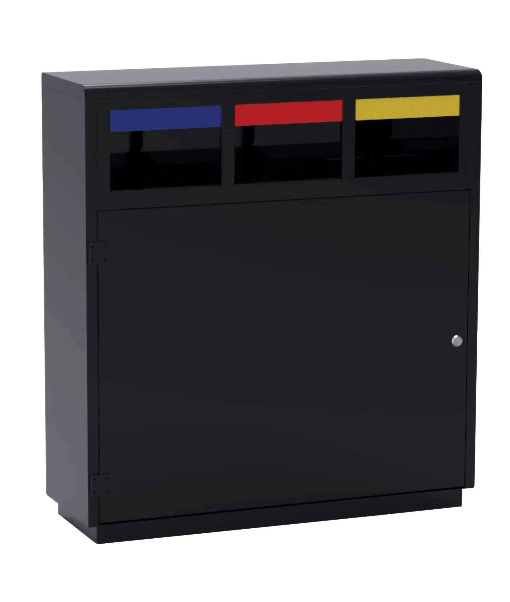 Recyclingstation 3x40L, epoxybeschichteter Stahl, schwarz