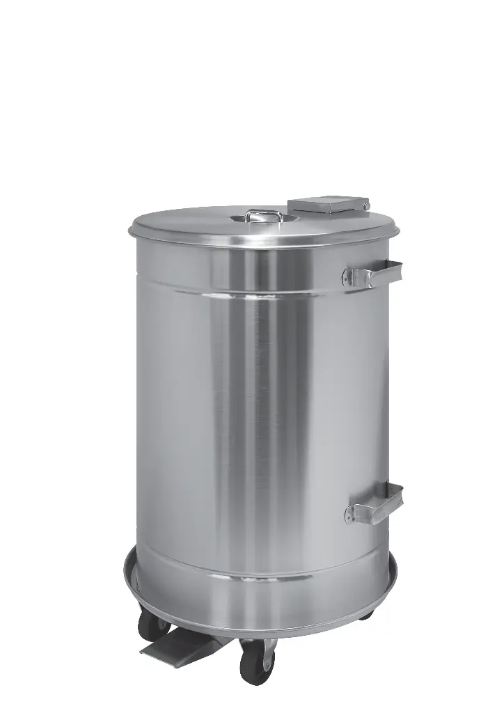 [792070] Wasserdichter mobiler Pedalcontainer 70L, Edelstahl AISI 304, gebürstet 