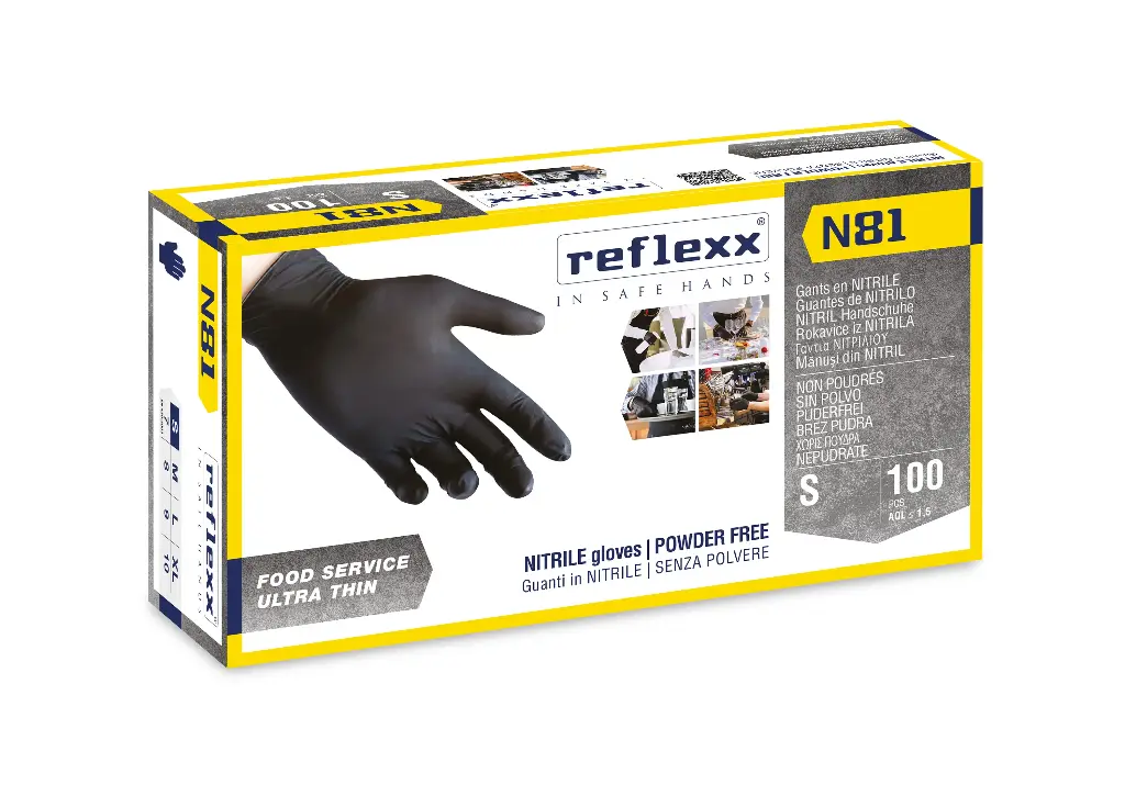 [N81-S] Nitril-Handschuhe 3.2 g, schwarz, puderfrei      (S)