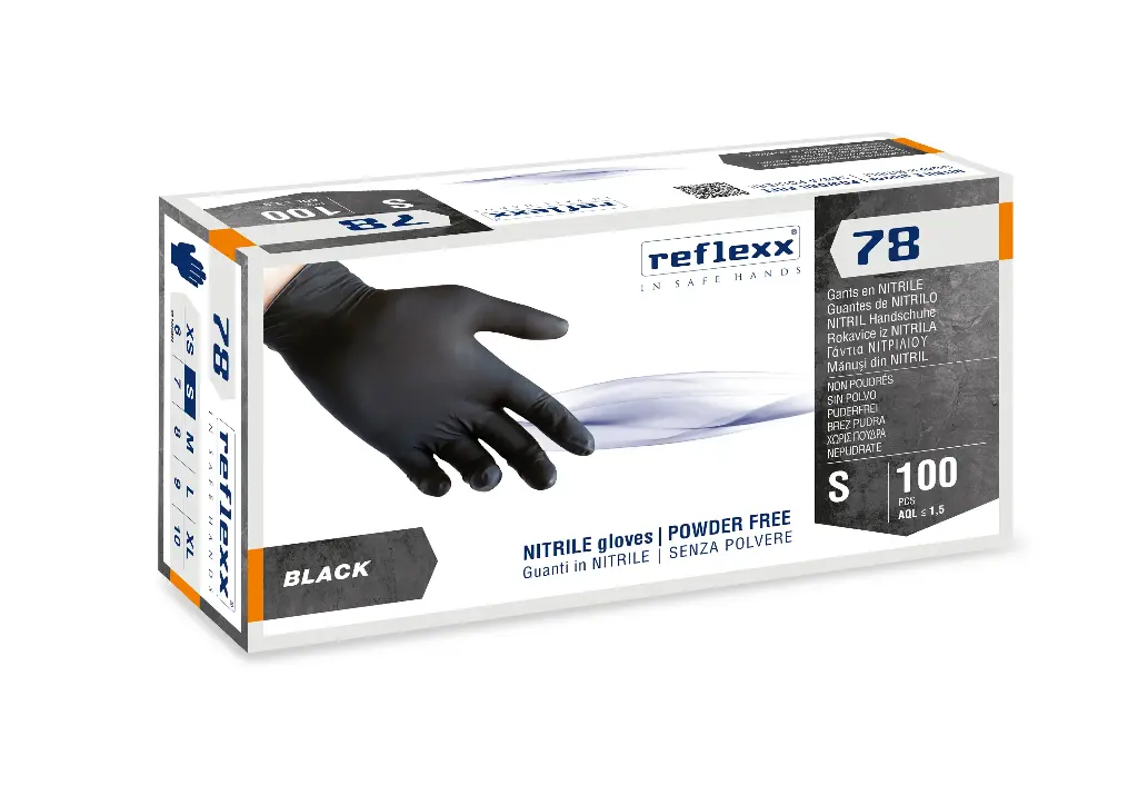 [R78-S] Nitril-Handschuhe 4 g, schwarz, puderfrei (S)