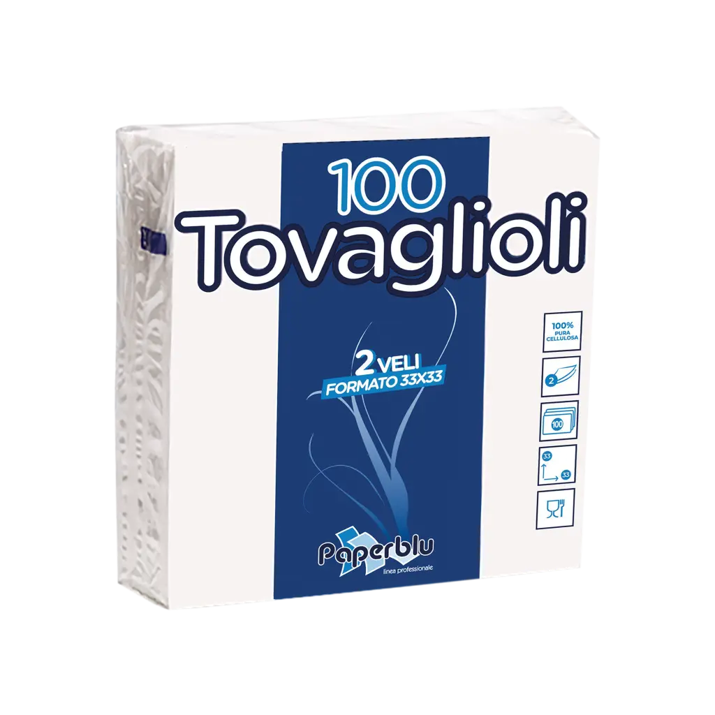 [TV82R33100P] Servietten 33x33, 18 x 100 Stk., 2 lagig, weiß 